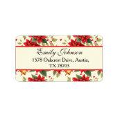 Personalized Retro Christmas Floral Stationery  Adressaufkleber (Vorne)
