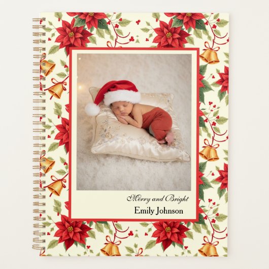 Personalized Retro Christmas Floral Stationery Planer (Vorderseite)