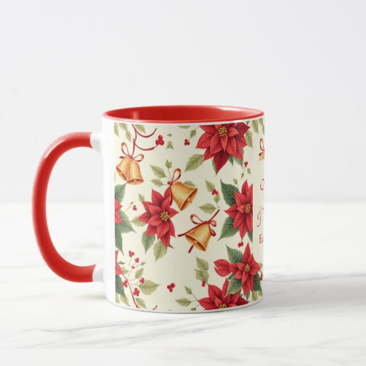 Personalized Retro Christmas Floral   Tasse (Links)
