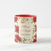 Personalized Retro Christmas Floral   Tasse (Zentrum)