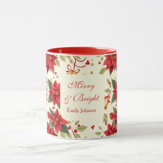 Personalized Retro Christmas Floral Tasse (Zentrum)