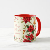 Personalized Retro Christmas Floral Tasse (VorderseiteRechts)
