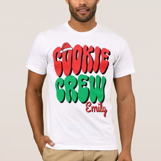 Personalized Retro Cookie Crew Christmas Matching T-Shirt (Vorderseite)