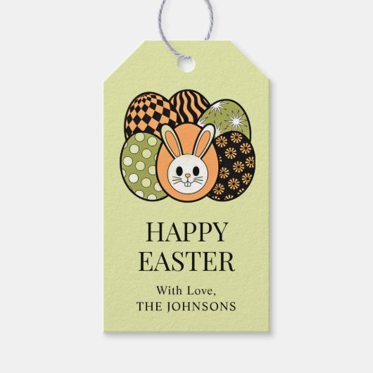 Personalized Retro Easter Bunny Gift Tag Geschenkanhänger (Vorderseite)