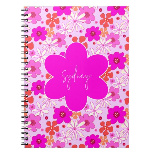Personalized Retro Floral Design Journal Notebook Notizblock (Vorderseite)