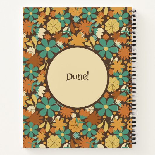 Personalized Retro Flower Power Spiral Journal Notizblock (Rückseite)