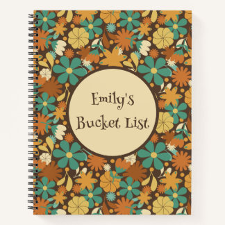 Personalized Retro Flower Power Spiral Journal Notizblock