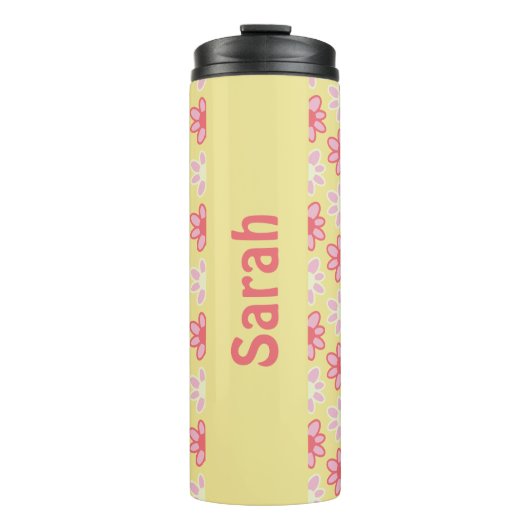 Personalized retro flower Thermal Tumbler Thermosbecher (Vorderseite)