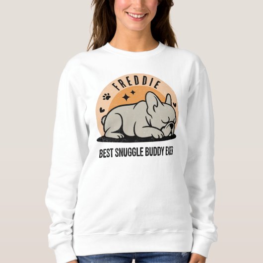 Personalized Retro Funny Hand Drawn French Bulldog Sweatshirt (Vorderseite)