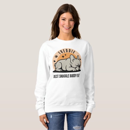 Personalized Retro Funny Hand Drawn French Bulldog Sweatshirt (Vorne ganz)