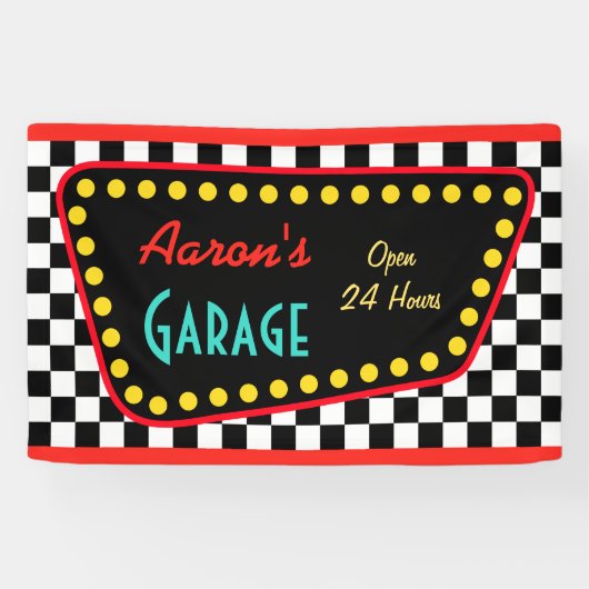 Personalized Retro Garage Sign  Banner (Horizontal)