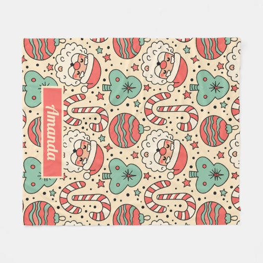 Personalized Retro Groovy Christmas Blanket Fleecedecke (Vorderseite (Horizontal))