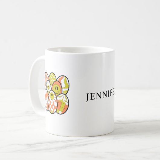 Personalized Retro Groovy Easter Egg Mug Kaffeetasse (Vorderseite Links)