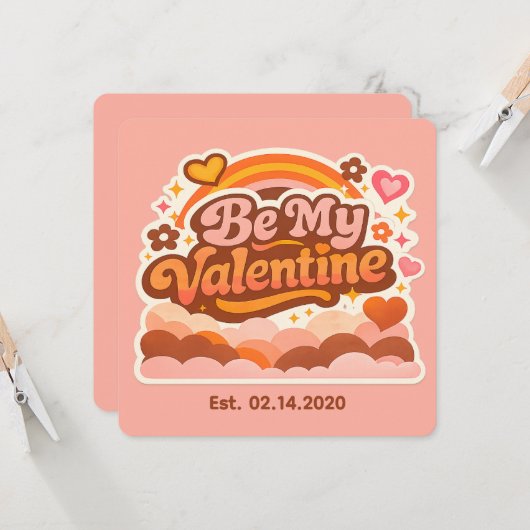 Personalized Retro Groovy Love Editable Date & Mes Karte (Vorderseite/Rückseite Beispiel)