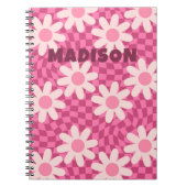 Personalized Retro Groovy Pink Daisy Flower Hippie Notizblock (Vorderseite)