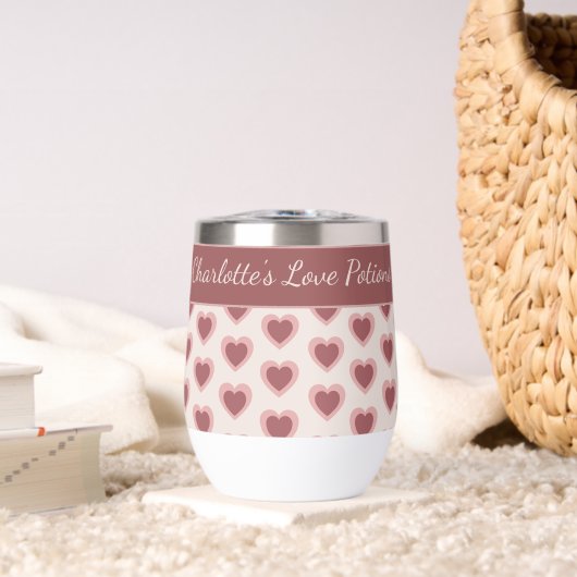 Personalized Retro Hearts Pink Burgundy (Wohnzimmer (gedreht))