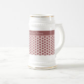 Personalized Retro Hearts Pink Burgundy Bierglas (VorderseiteRechts)