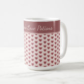 Personalized Retro Hearts Pink Burgundy Kaffeetasse (VorderseiteRechts)