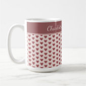 Personalized Retro Hearts Pink Burgundy Kaffeetasse (Links)