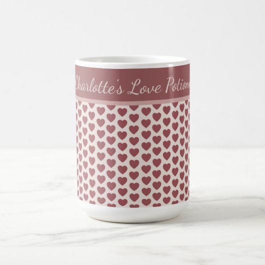 Personalized Retro Hearts Pink Burgundy Kaffeetasse (Mittel)