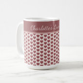 Personalized Retro Hearts Pink Burgundy Kaffeetasse (Vorderseite Links)