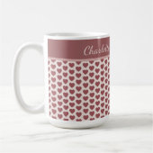 Personalized Retro Hearts Pink Burgundy Kaffeetasse (Links)