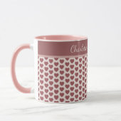 Personalized Retro Hearts Pink Burgundy Tasse (Links)