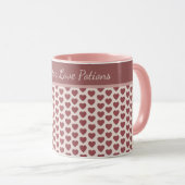 Personalized Retro Hearts Pink Burgundy Tasse (VorderseiteRechts)