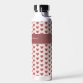 Personalized Retro Hearts Pink Burgundy Trinkflasche (Links)