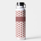 Personalized Retro Hearts Pink Burgundy Trinkflasche (Rückseite)