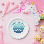 Personalized Retro Ice Hockey Birthday Pappteller (Party)