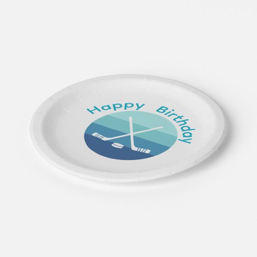 Personalized Retro Ice Hockey Birthday Pappteller (Schrägansicht)