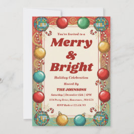 Personalized Retro Merry & Bright Holiday Party Einladung