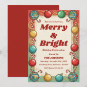 Personalized Retro Merry & Bright Holiday Party Einladung (Vorne/Hinten)
