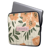Personalized Retro Orange Flower Style Laptopschutzhülle (Vorderseite Links)