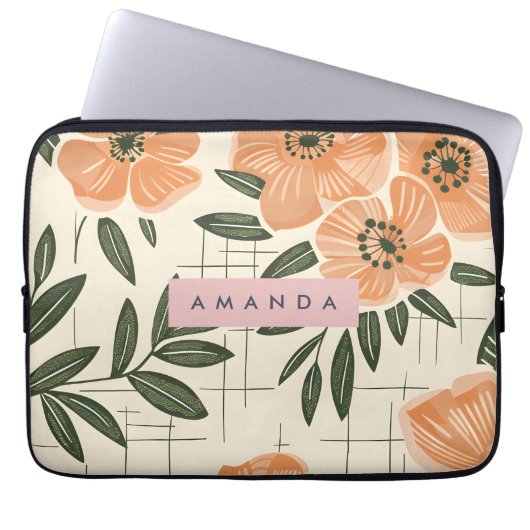 Personalized Retro Orange Flower Style Laptopschutzhülle (Vorderseite)