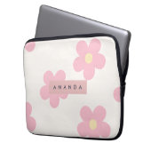 Personalized Retro Pink Daisy Flower Laptopschutzhülle (Vorderseite Links)