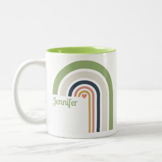 Personalized Retro Rainbow | Boho Coffee Cup Gift Zweifarbige Tasse