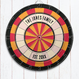 Personalized Retro Red and Orange Dartboard Dartscheibe