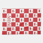 Personalized Retro Red Cherry & Gingham Checkered  Geschirrtuch (Horizontal)