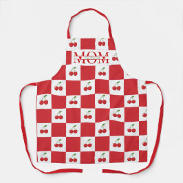 Personalized Retro Red Cherry & Gingham Checkered  Schürze