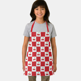 Personalized Retro Red Cherry & Gingham Checkered  Schürze