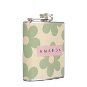 Personalized Retro Sage Green Daisy Flower Flachmann (Rechts)