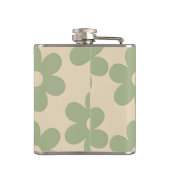 Personalized Retro Sage Green Daisy Flower Flachmann (Rückseite)