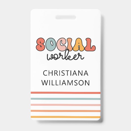 Personalized Retro Social Worker Ausweis (Vorderseite)