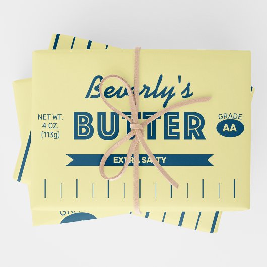 Personalized Retro Stick of Butter Fun Foodie Geschenkpapier Set