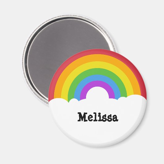 Personalized Retro Style Round Rainbow Magnet (Vorderseite/Rückseite)