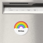 Personalized Retro Style Round Rainbow Magnet (In Situ (Geschirrspüler))