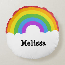 Personalized Retro Style Round Rainbow Rundes Kissen