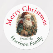 Personalized Retro Vintage Santa Christmas Wishes Etiketten (Design 2)